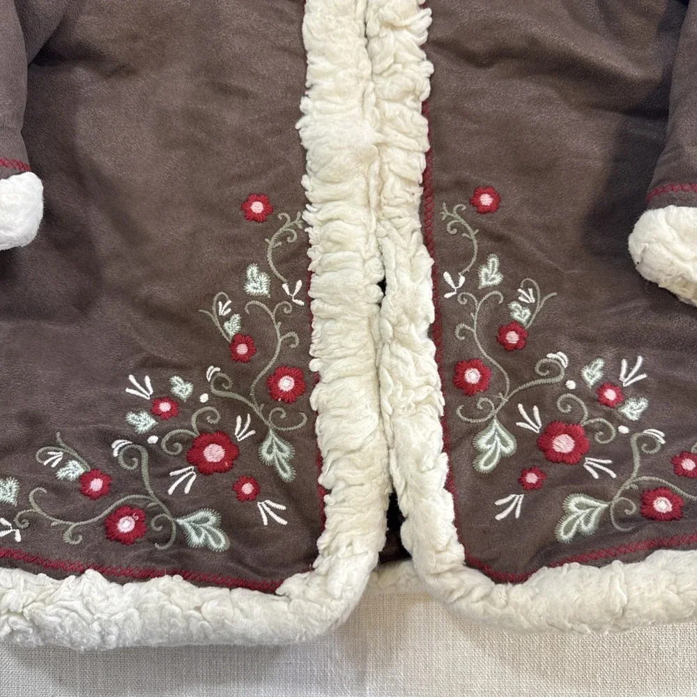 Phoebe Buffay Inspired Baby Faux Suede Coat 12–18M Brown Sherpa Trim Cottagecore